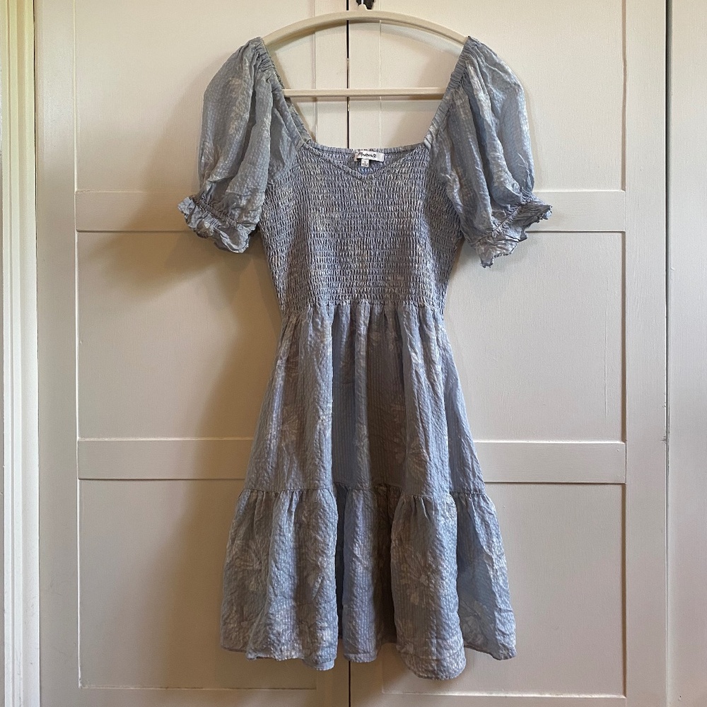 Madewell Silk Lucie Smocked Mini Dress In Moody Blooms
